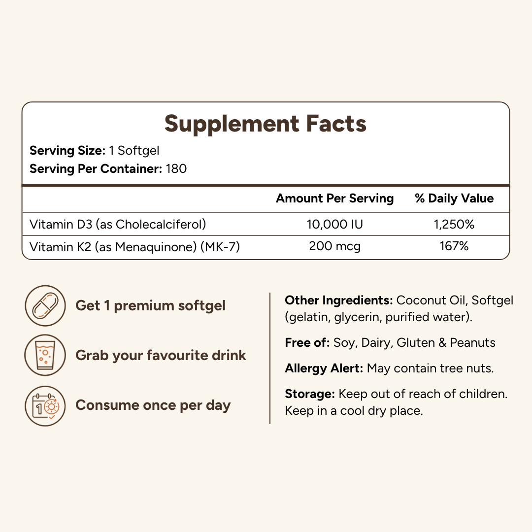 Vitamin D3 + K2 Hair Growth Capsules